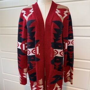 Red and Black Patterned Men's Sweater